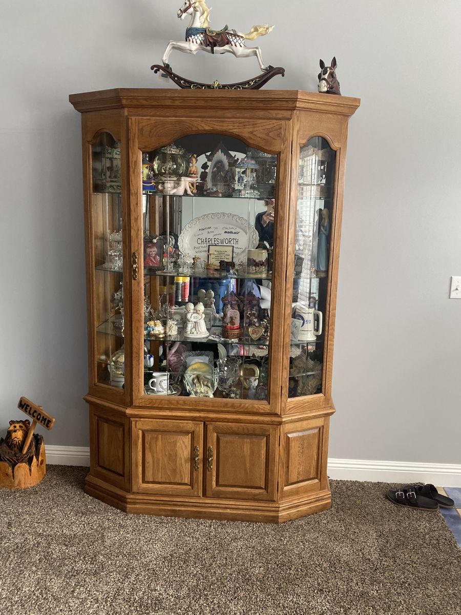 Oak curio cabinet