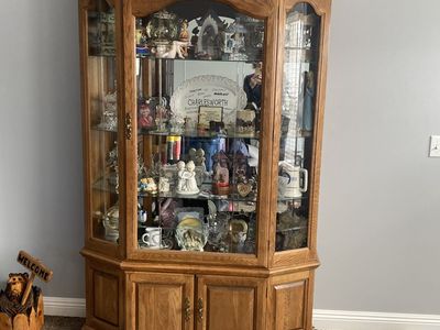 Oak curio cabinet