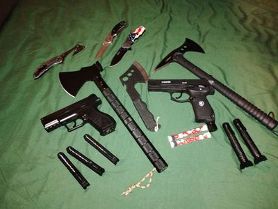 Just these items and like 10 air tanks and the two guns take the same ones for $145 and located near 4000 west 9000 west