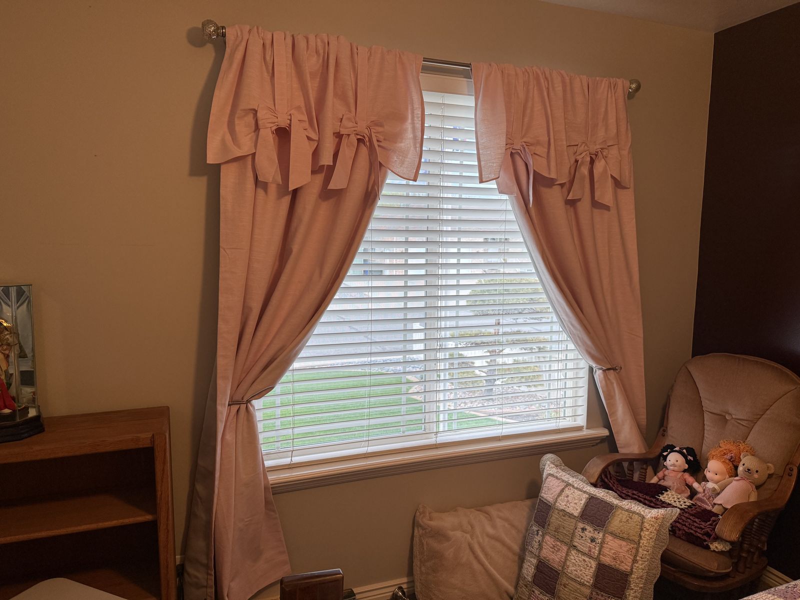 Girls Bedroom Pink Bow Black Out Curtains