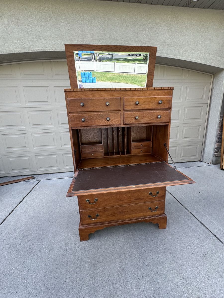 Solid wood Desk, Dresser Jewelry Hutch Armoire Combo