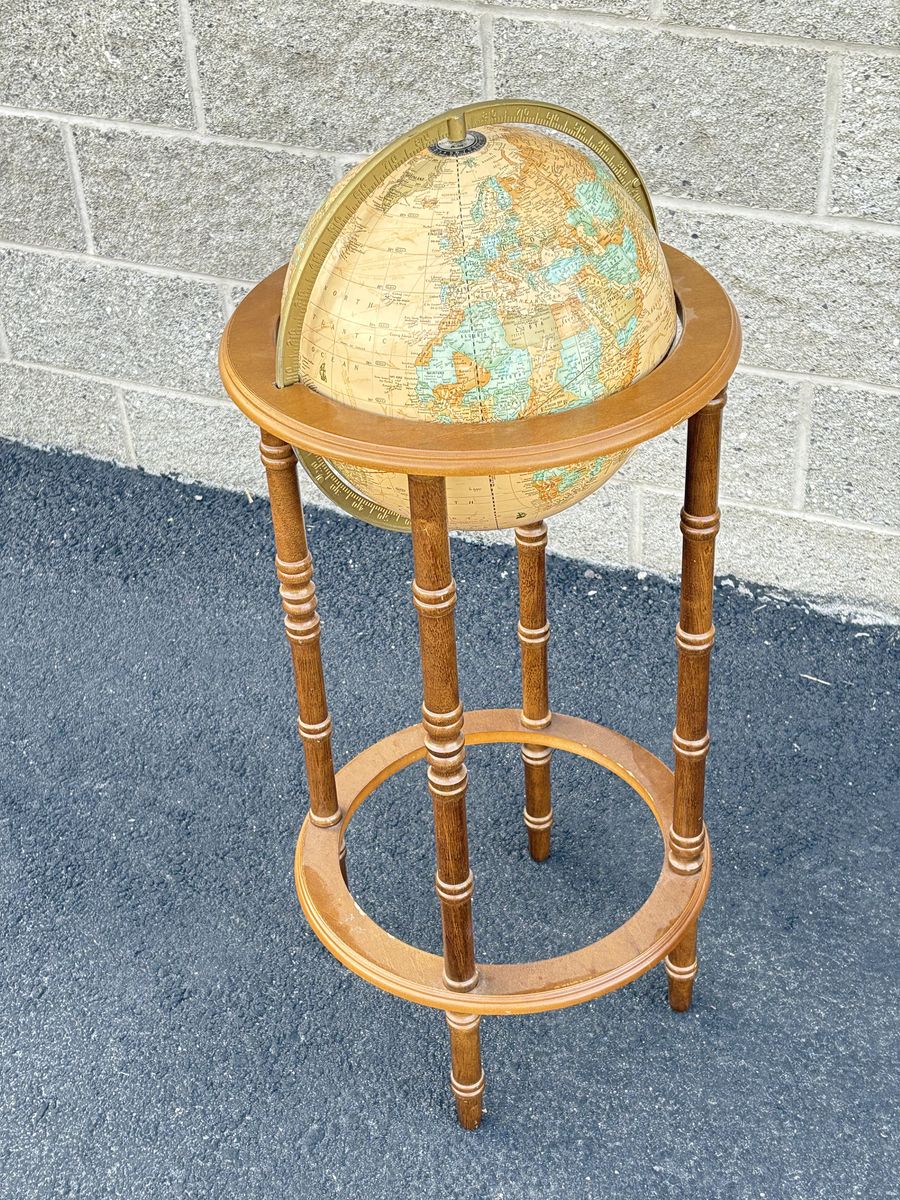 Beautiful vintage floor globe. Wooden Base by Powell. Crams Imperial World Globe