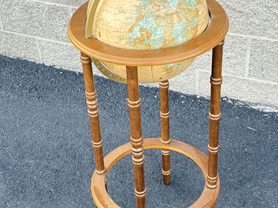 Beautiful vintage floor globe. Wooden Base by Powell. Crams Imperial World Globe