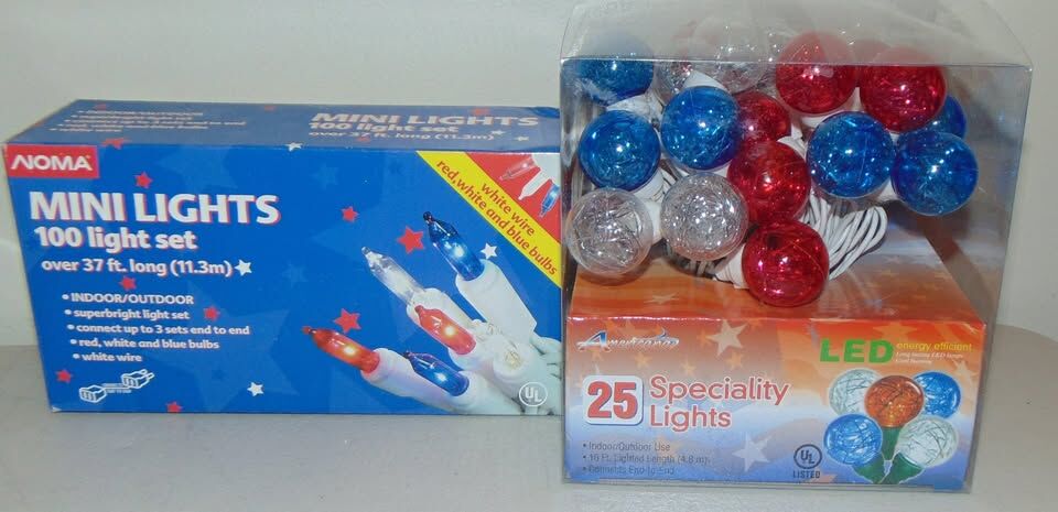 4th of July Patriotic Lights Red White Blue