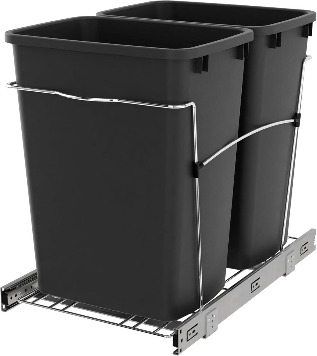 Brand New Rev-A-Shelf RV-18KD-18C S Double Pullout Trash Can for Kitchen Cabinets 35 Qt Garbage Recycling Bin