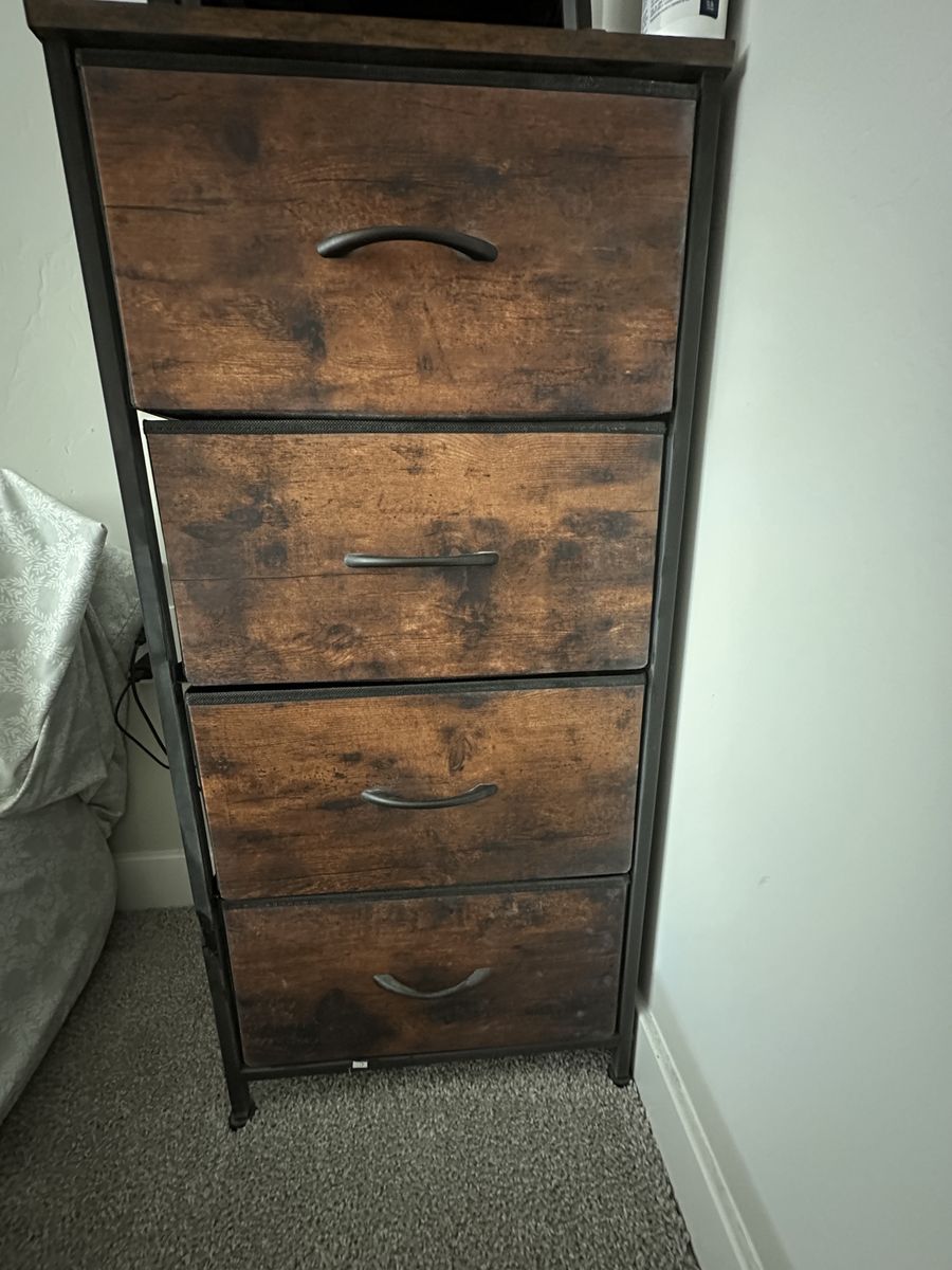 Industrial Style 4-Drawer Dresser/Storage Tower - Rustic Brown & Black Metal Frame