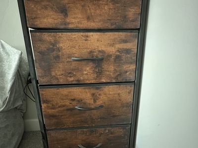 Industrial Style 4-Drawer Dresser/Storage Tower - Rustic Brown & Black Metal Frame
