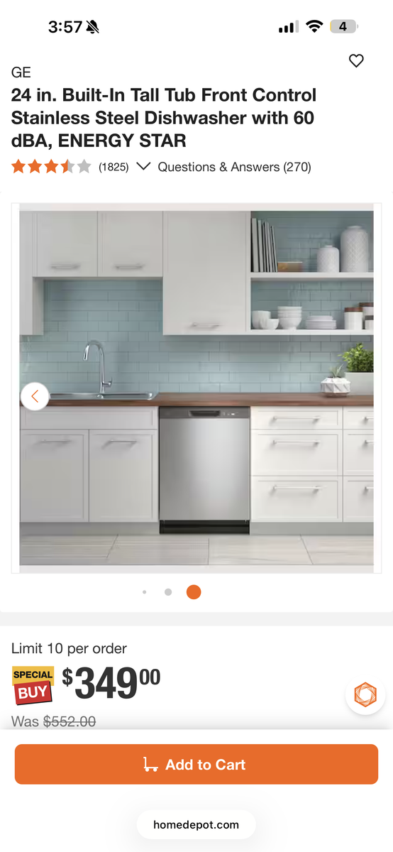 24 in. Energy Star Stainless Steel Dishwasher