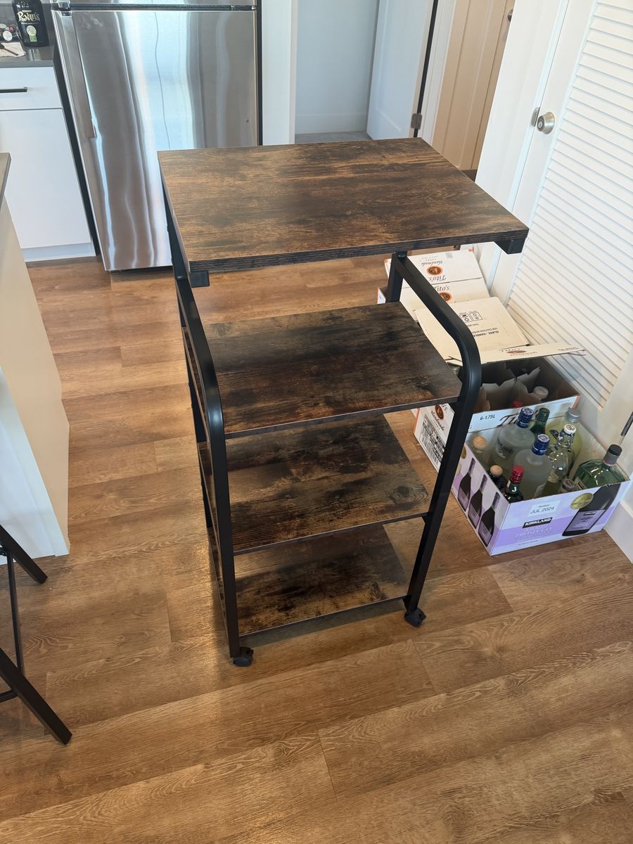 Rustic industrial style rolling kitchen cart