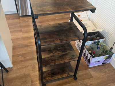 Rustic industrial style rolling kitchen cart