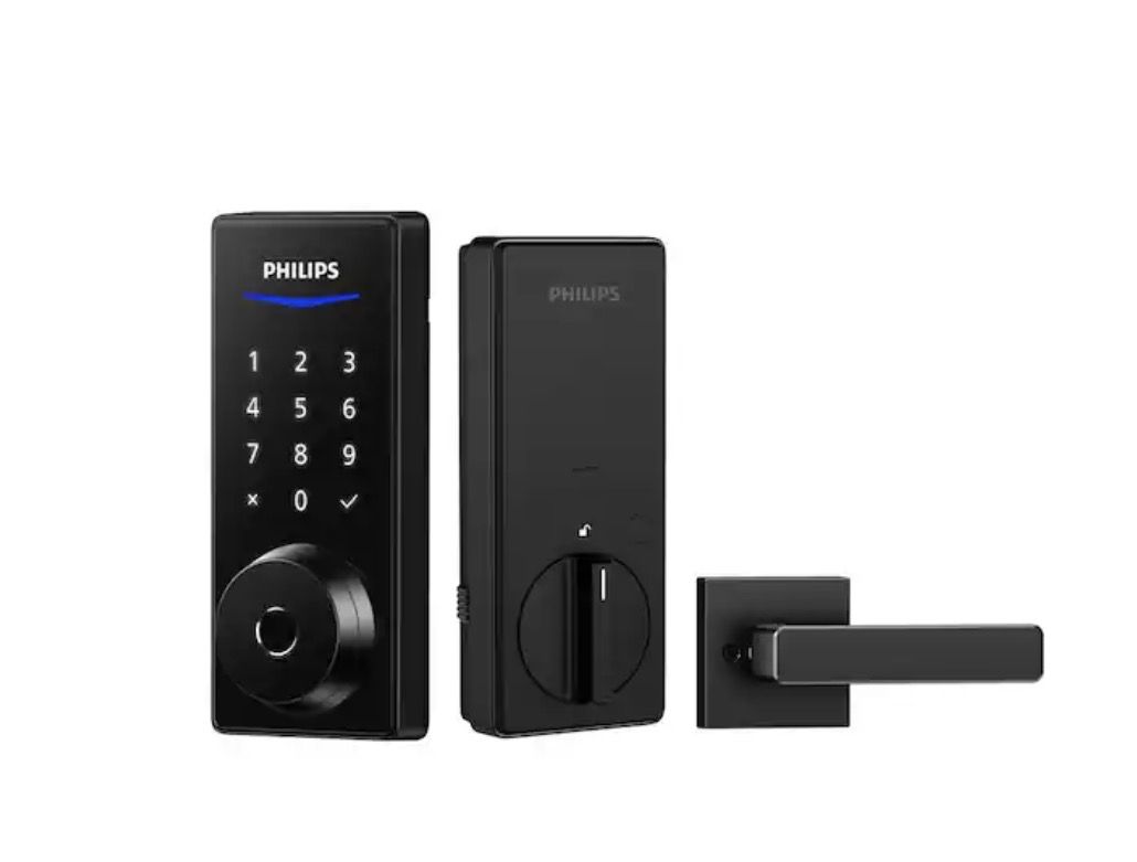 1000 Series Single Cylinder Electronic Deadbolt with Door Handleset - Matte Black