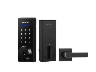 1000 Series Single Cylinder Electronic Deadbolt with Door Handleset - Matte Black