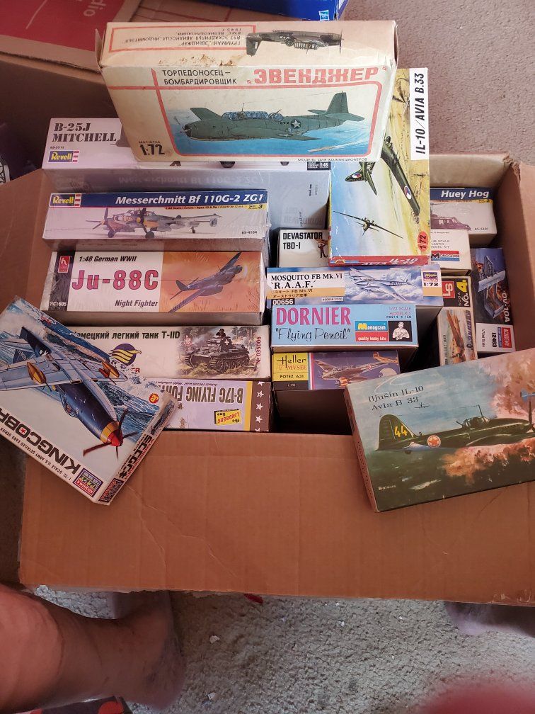 Vintage Model Airplane Kits Lot - Revell, Starfix, Italeri, Monogram - Various Scales, Unassembled