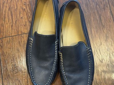 Cole Haan C13784 Men's 11M Navy Blue Leather Loafers Moccasins Driving Shoes with Contrast Stitching