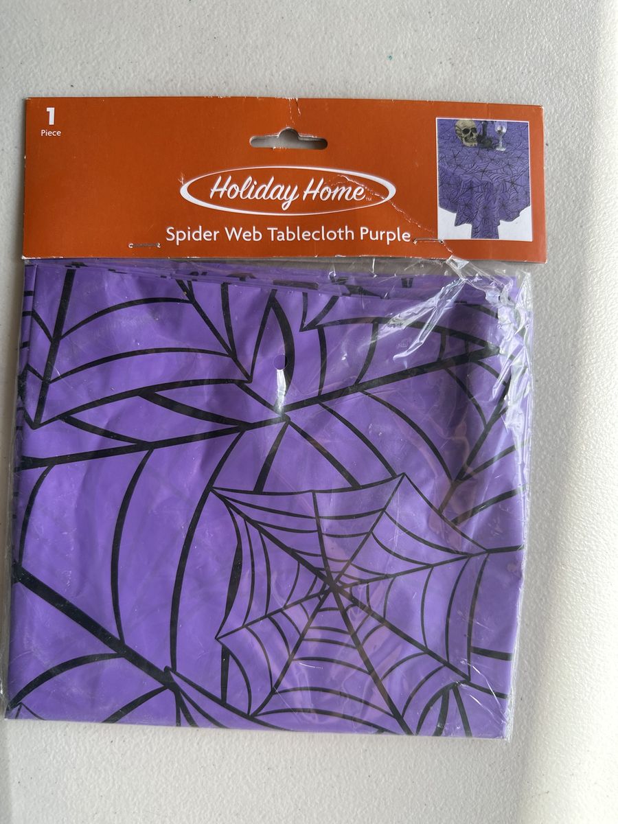 Unused spider web tablecloth purple
