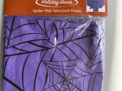 Unused spider web tablecloth purple