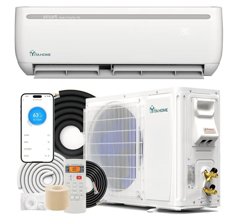 YITAHOME 18000 BTU Mini Split Air Conditioner Heat Pump System, Wifi Enabled 19 SEER2 208-230V Inverter Ductless AC Cool Up to 1