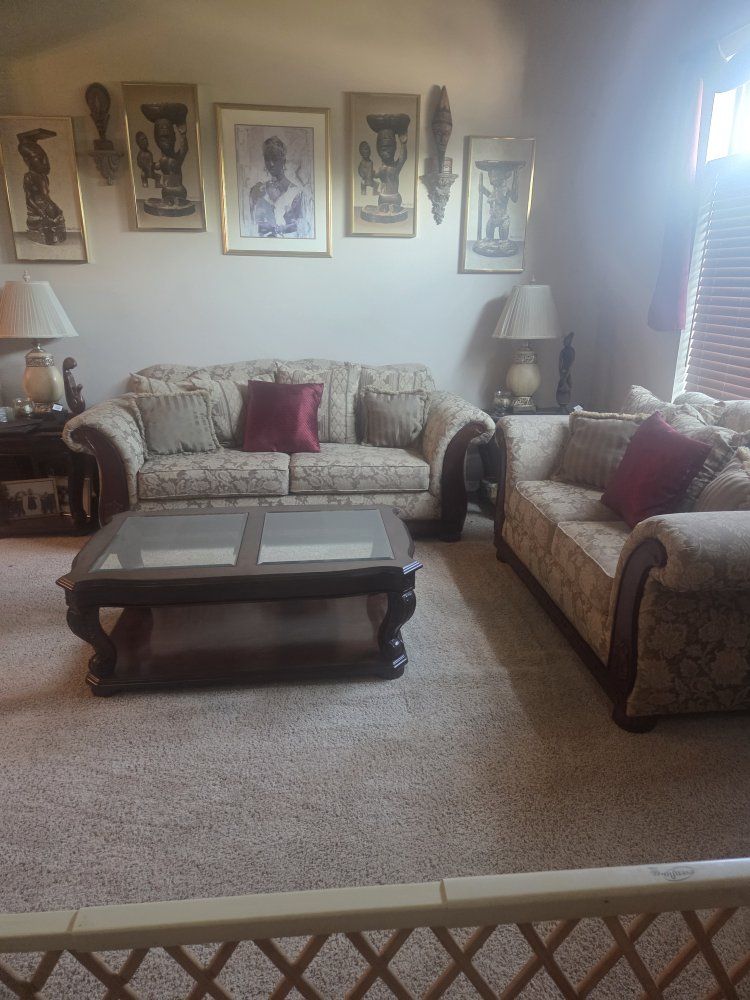 Formal dinning room furniture two couches and two end tables like brand new for 700 dollars