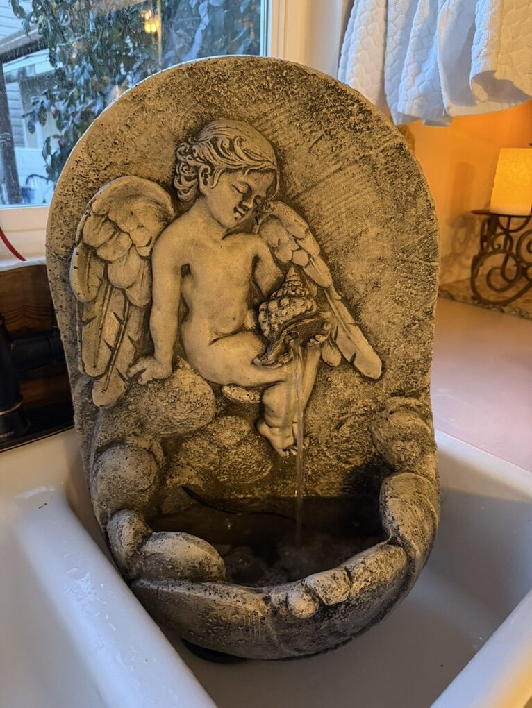 Vintage Concrete Angel Garden Fountain