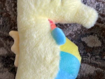Yellow rainbow seahorse plush stuffed animal