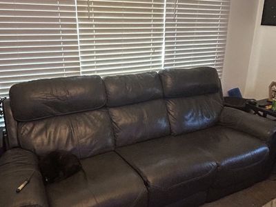 Leather power recliner couch