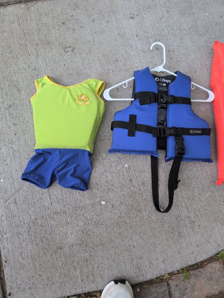 Onyx Child Life Vest & Swim School Puddle Jumper - Blue & Green, Infant/Toddler Swim Aids