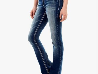 WallFlower Mid-Rise Insta Stretch Bootcut Jeans for Women, Size 1