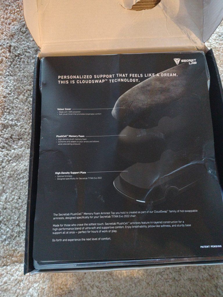 Genuine Secretlab PlushCell Memory Foam Armrest Tops for the TITAN Evo 2022 gaming chair.