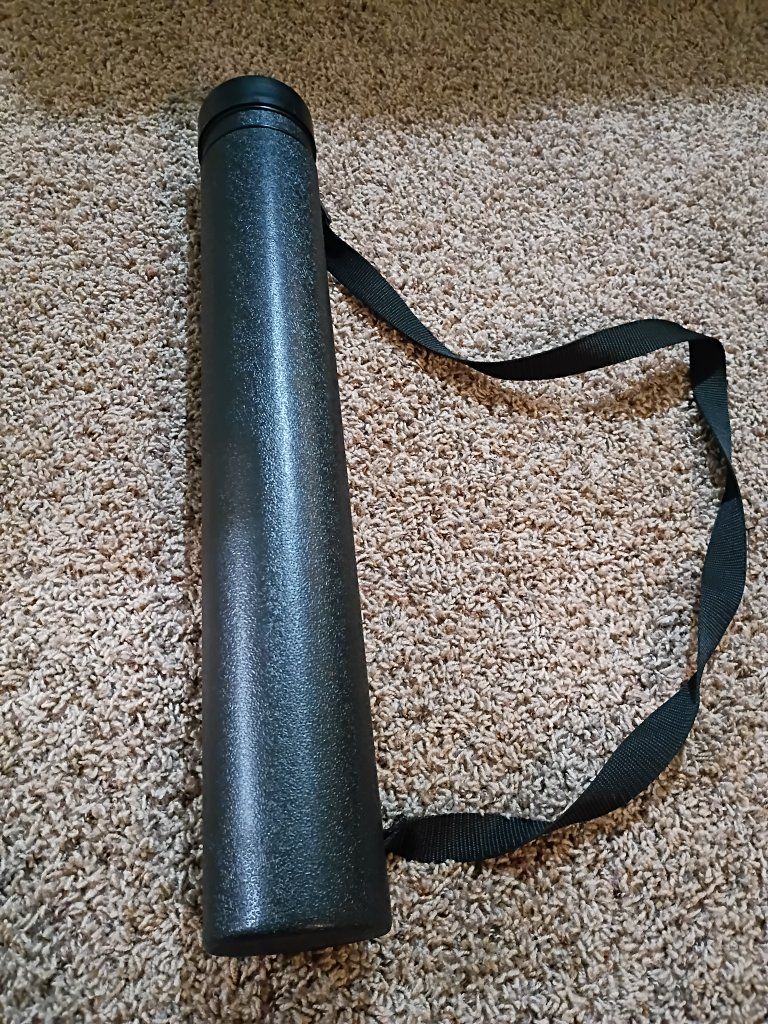 Black Adjustable Document and Blueprint Storage Tube with Strap
