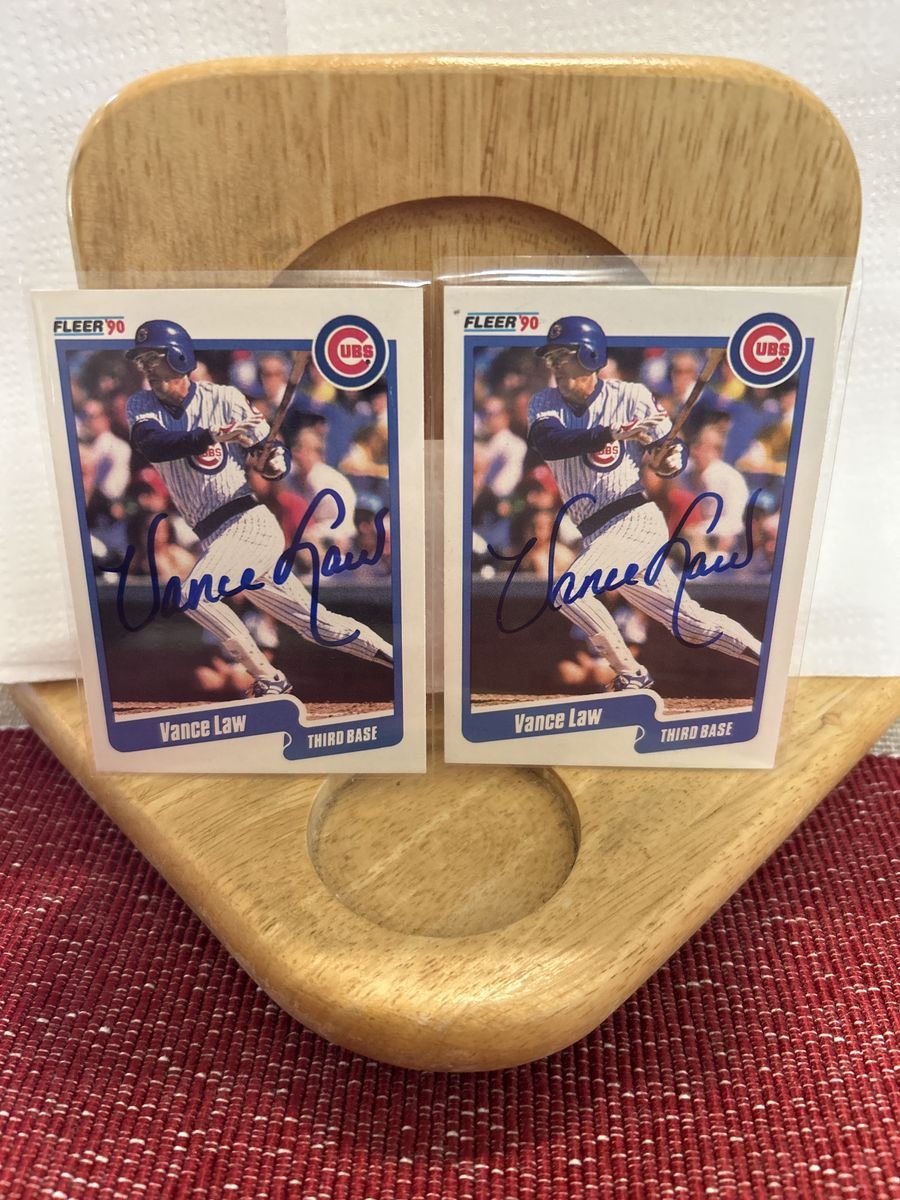 (2) 1990 Fleer Vance Law Autograph Chicago Cubs Hand Signed Auto MLB Baseball Cards BYU Superstar