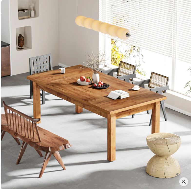 70.9" Wood Dining Table for 6-8 People, Farmhouse Breakfast Table ONLY - NO CHAIRS INCLUDED