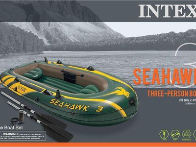 Intex Seahawk 3 Person Inflatable Boat Set with Aluminum Oars