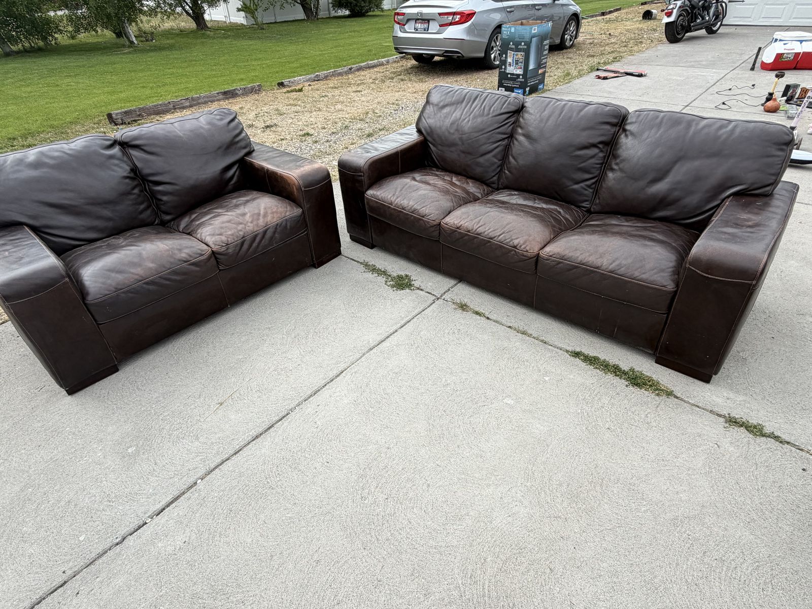 Leather couch set