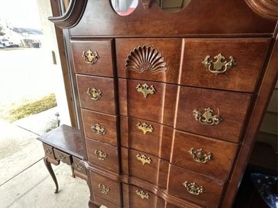 Antique Queen Ann Style Highboy Tall Dresser Chest