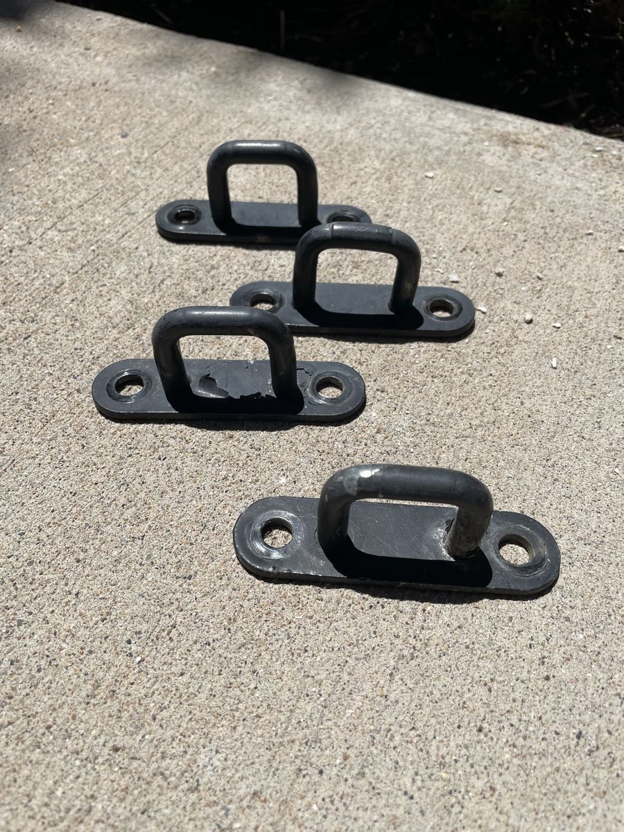 Set of 4 Universal Tie-Down Anchors - Black Metal D-Rings for Truck Beds, Trailers, Cargo