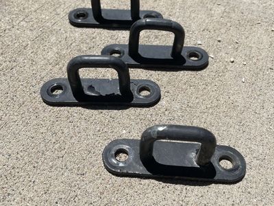 Set of 4 Universal Tie-Down Anchors - Black Metal D-Rings for Truck Beds, Trailers, Cargo