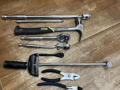 Canvas Tool Bag + Tools Hammer, Ratchet, Wrench