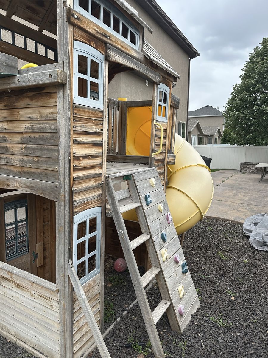 Free Wood swing set playhouse