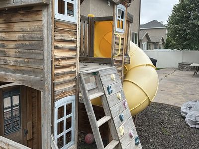 Free Wood swing set playhouse