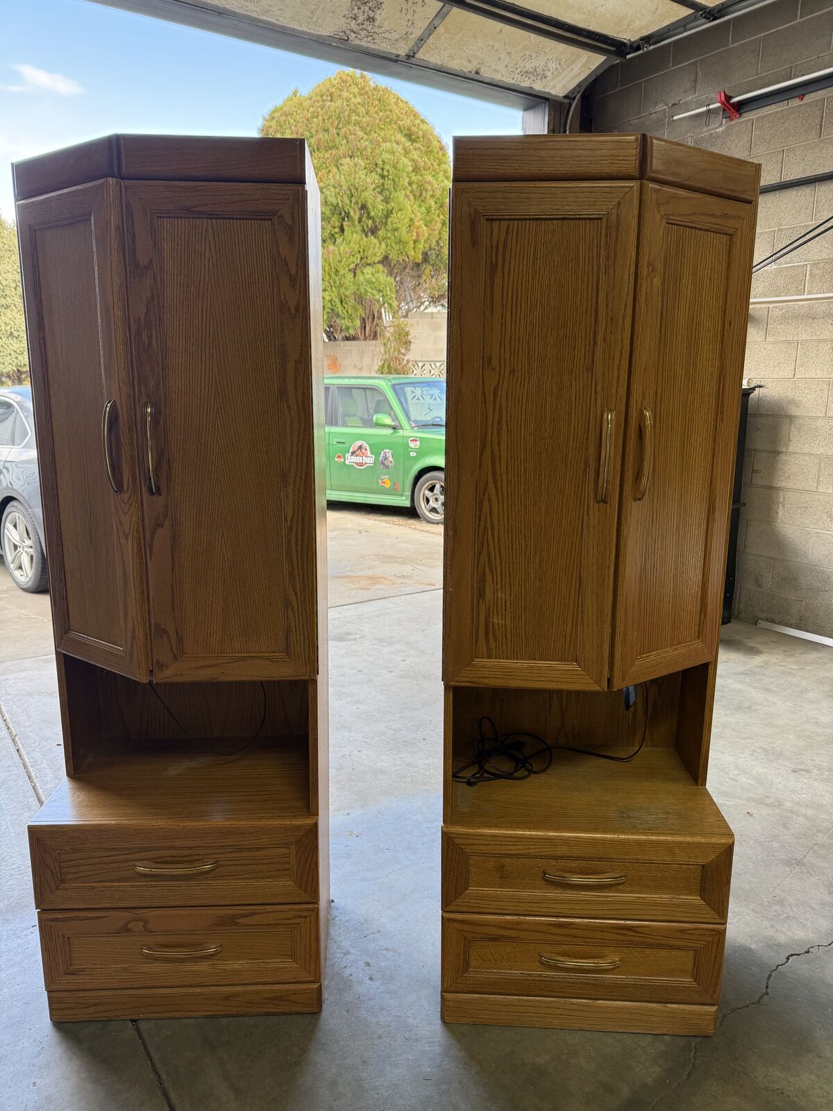 Matching Nightstands with Wired Light and Storage