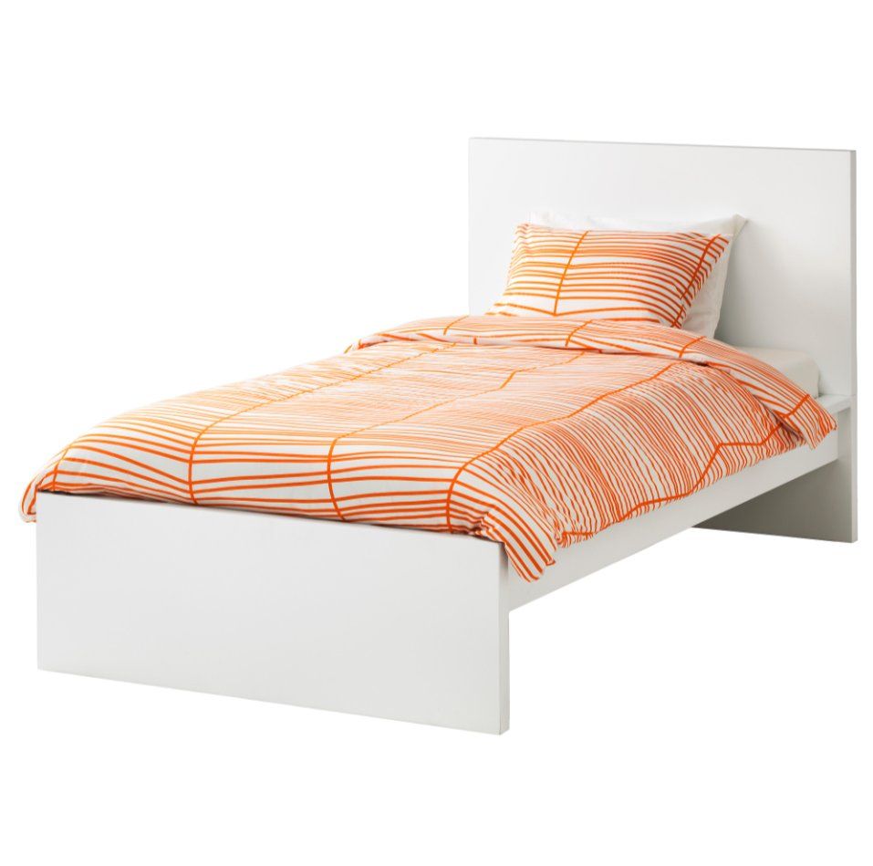 IKEA MALM Twin Bed Frame White - Luröy Slatted Base Included & $200 mattress