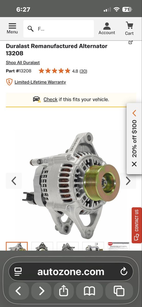 Dodge ram Jeep alternator Duralast brand new inbox