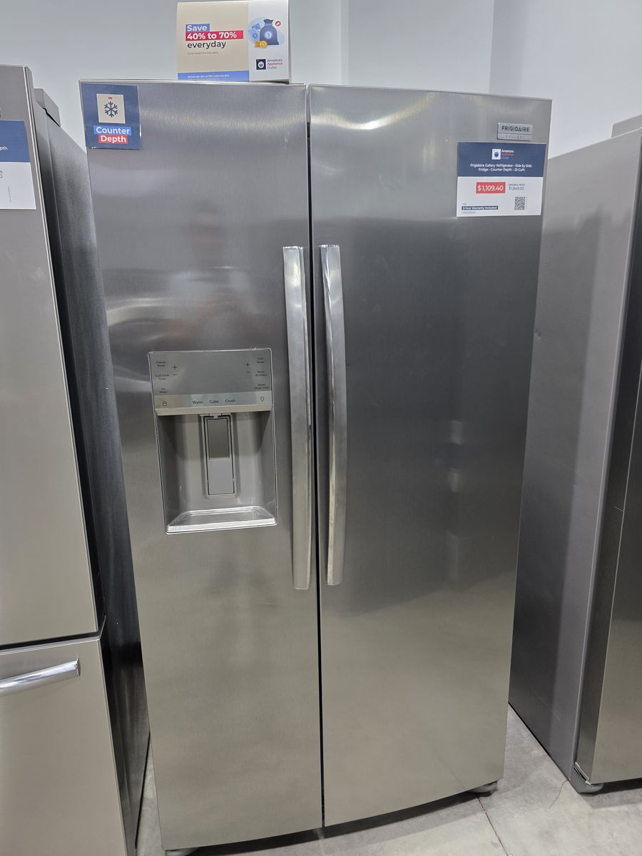 Frigidaire Gallery Counter Depth Side by Side Refrigerator — Smudge-Proof Stainless, 22.3 Cu Ft, Brand New