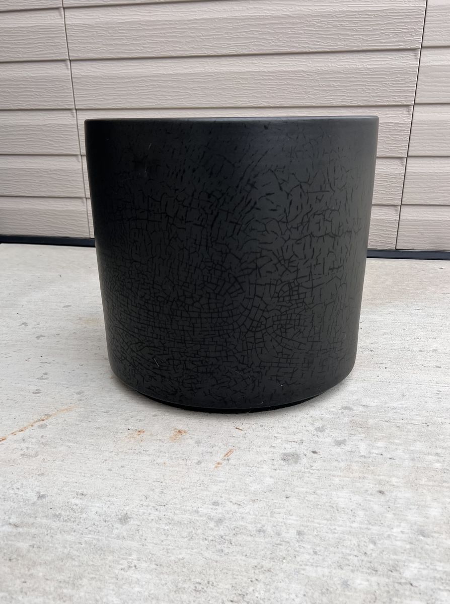 Large Gainey Ceramics AC12 Black Matte Textured Planter 12” Mid Century Modern