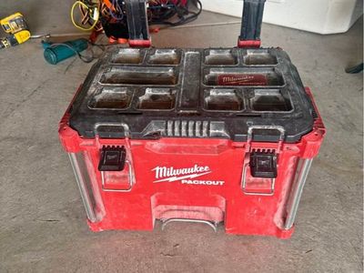 Milwaukee PACKOUT Rolling Tool Box - Heavy Duty Storage, Red/Black