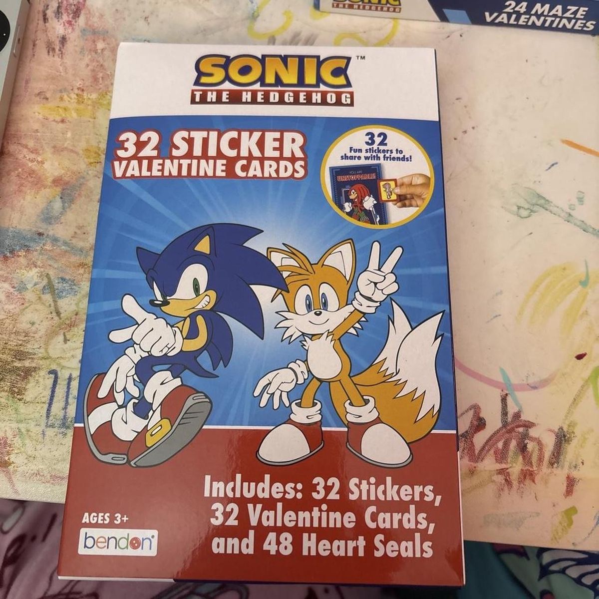 Sonic the Hedgehog 32 Sticker Valentine Cards by Bendon - New