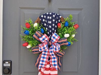 **NEW HANDMADE MEMORIAL DAY/ PATRIOTIC/ 250 ANNIVERSARY WREATH $60 DESIGN, DECOR, FLORALS