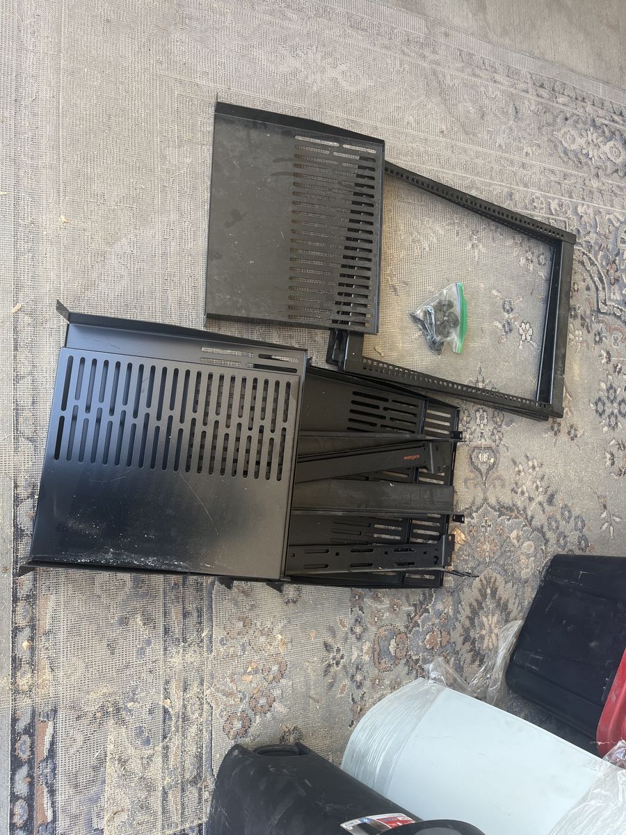 Server Rack Mounting Hardware & Shelves - Black Metal (Used)