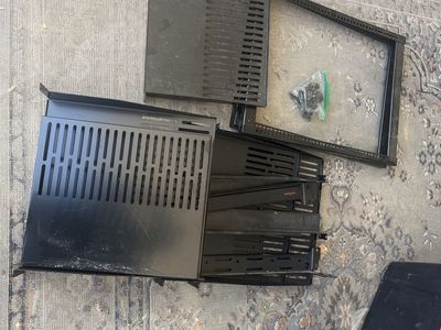 Server Rack Mounting Hardware & Shelves - Black Metal (Used)
