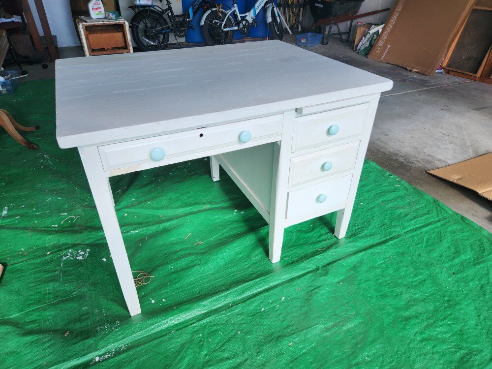 Vintage Solid Wood Teacher’s Desk w/ Drop-Leaf Ext